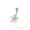 316L SURGICAL STEEL MULTI CZ PLUMERIA FLOWER HAWAII NON DANGLE BELLY BUTTON NAVEL RING 